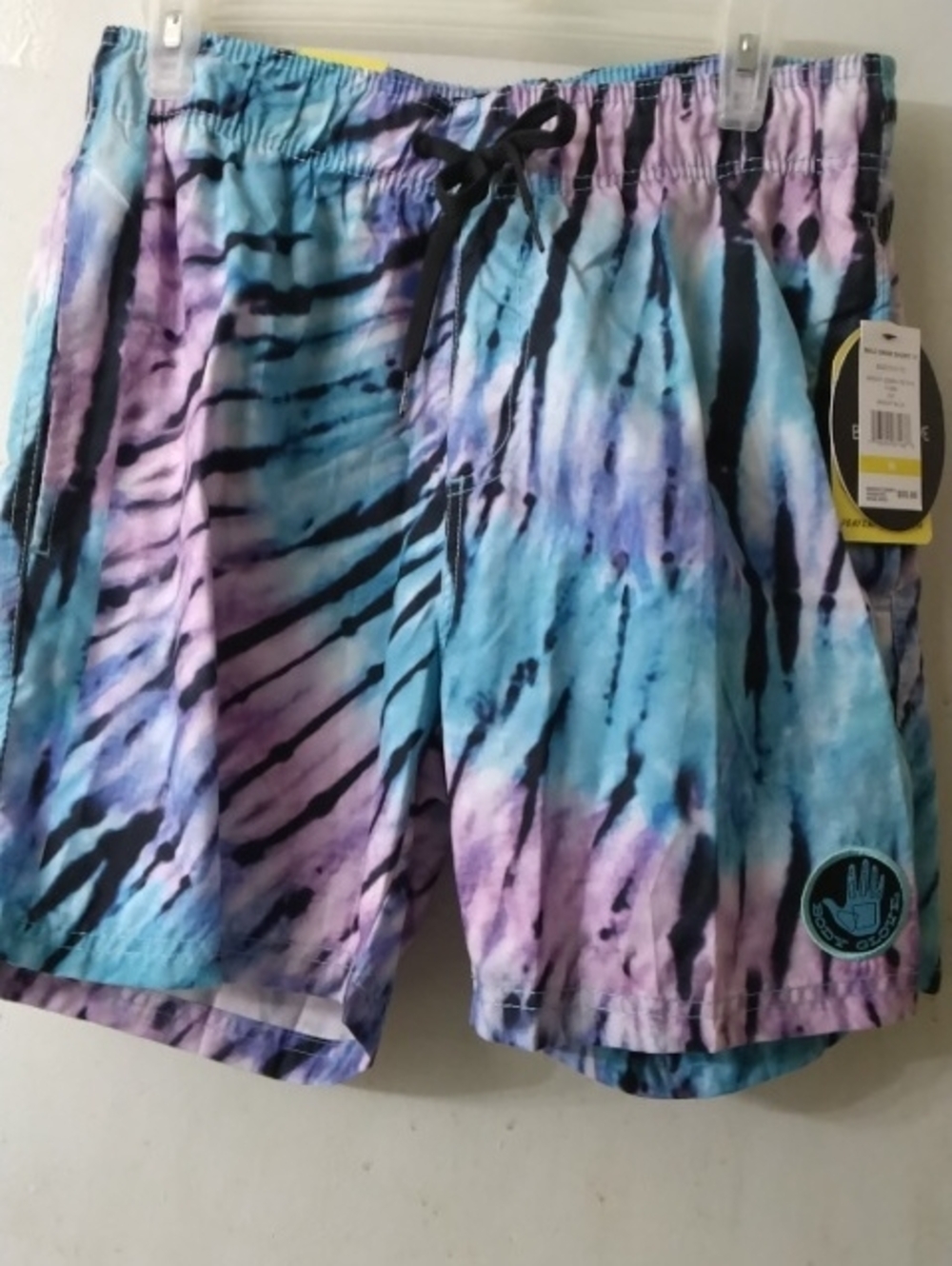 Tie-Dye Drawstring Men’s Shorts - Blue & Purple Body Glove Swim Trunks